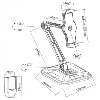 InLine Tablet-Halterung für Wand- oder Tischmontage, universal für 4,7 Zoll–12,9 Zoll