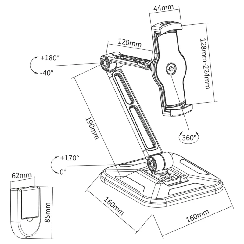 InLine Tablet-Halterung für Wand- oder Tischmontage, universal für 4,7 Zoll–12,9 Zoll
