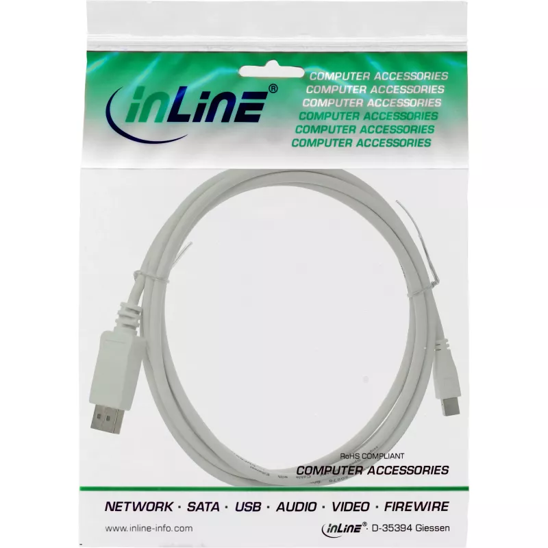 InLine Mini DisplayPort auf DisplayPort Kabel weiß 1 m