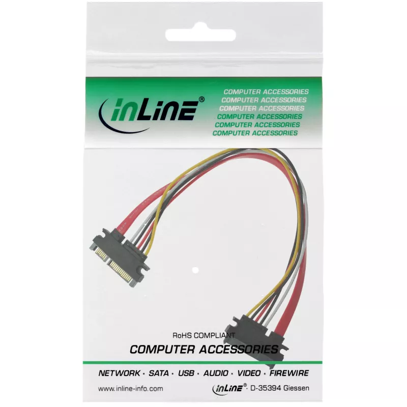 InLine SATA Daten- und Stromkabel SATA 6Gb/s Stecker / Buchse 0,30m