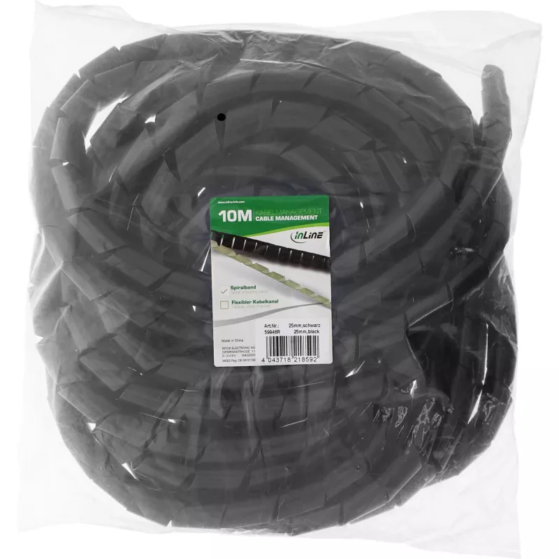 Spiral-Kabelmantel InLine 10 m, schwarz, 25 mm Durchmesser