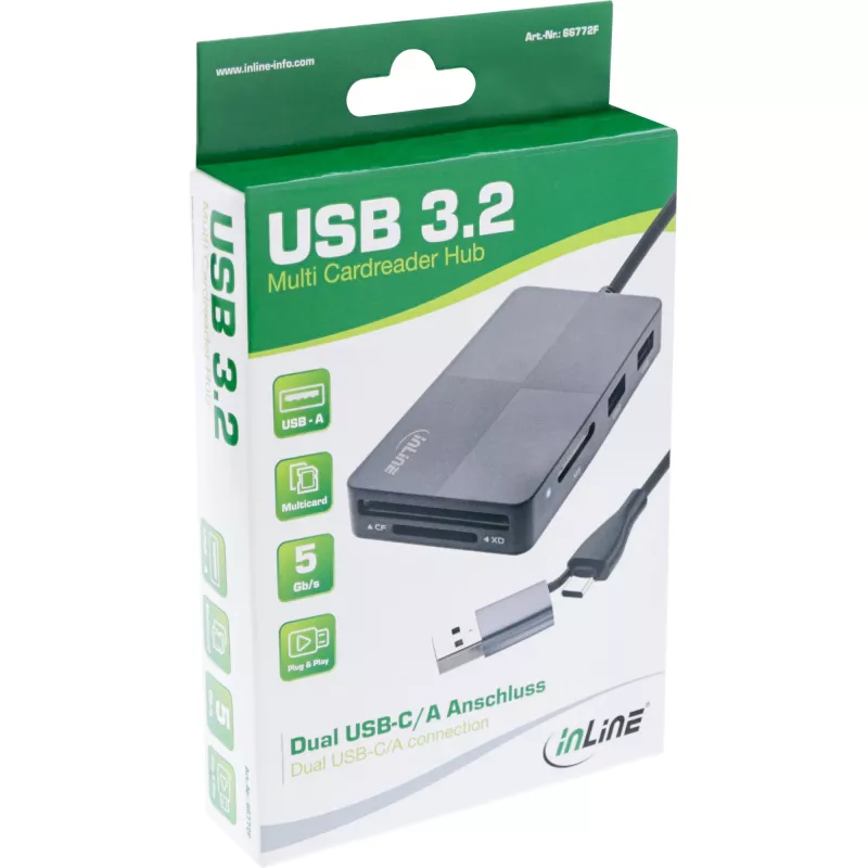 InLine 66772F Kartenleser USB grau