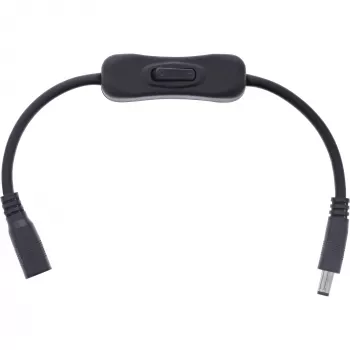 InLine DC-Kabel mit Schalter, DC-Stecker/Buchse 5,5x2,5mm, AWG 18, schwarz, 0,20m