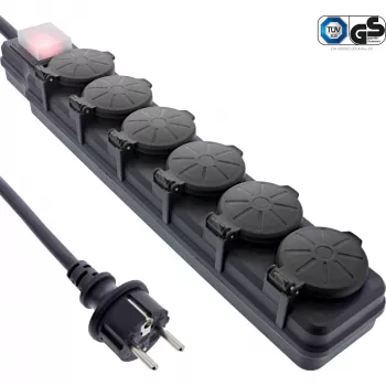 InLine 16496O Stromverlängerung 3 m 6 AC-Steckdose(n) Schwarz