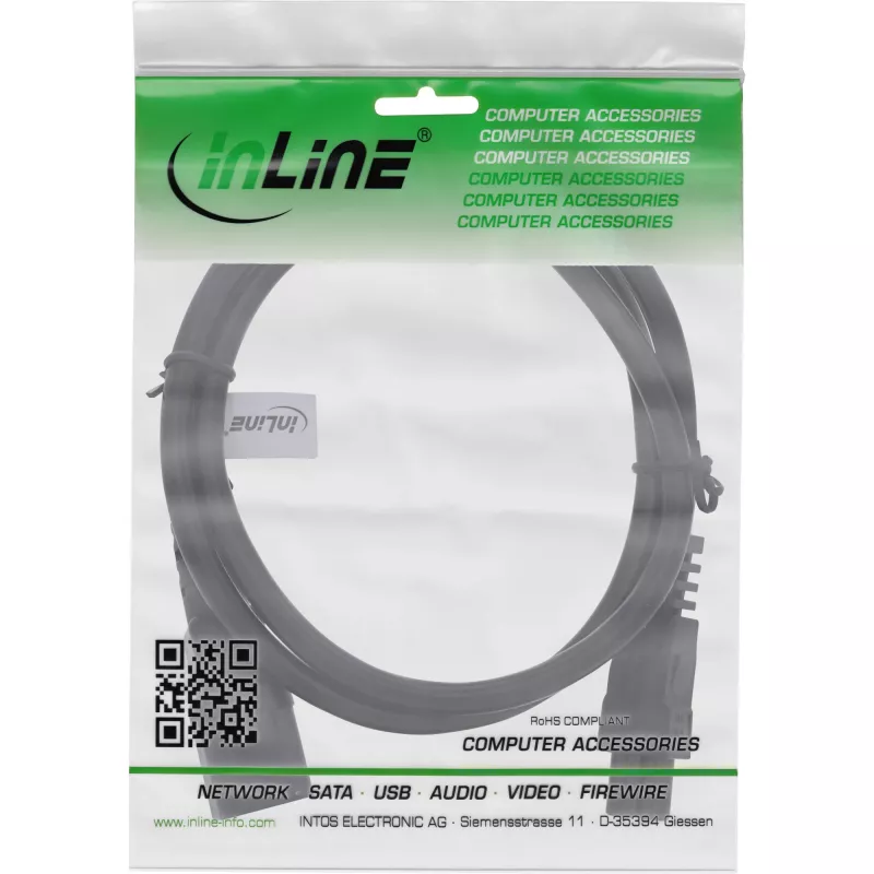 InLine Stromkabel, C14-Buchse auf C5-Stecker, schwarz, 5 m
