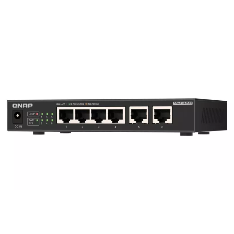 QNAP QSW-2104-2T-R2 Netzwerk-Switch Unmanaged 10G Ethernet (100/1000/10000) Desktop Schwarz