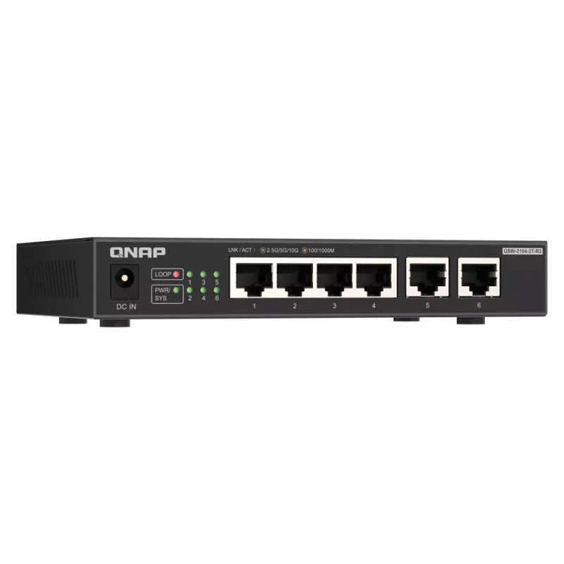QNAP QSW-2104-2T-R2 Netzwerk-Switch Unmanaged 10G Ethernet (100/1000/10000) Desktop Schwarz