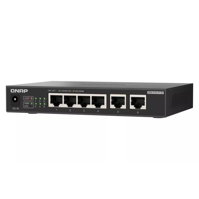 QNAP QSW-2104-2T-R2 Netzwerk-Switch Unmanaged 10G Ethernet (100/1000/10000) Desktop Schwarz