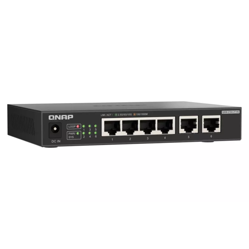 QNAP QSW-2104-2T-R2 Netzwerk-Switch Unmanaged 10G Ethernet (100/1000/10000) Desktop Schwarz