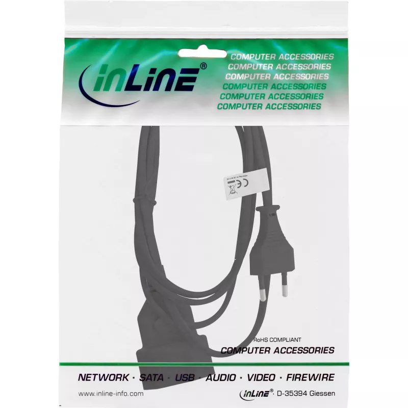 InLine 16686S Netzkabel Schwarz 0,5 m CEE7/16