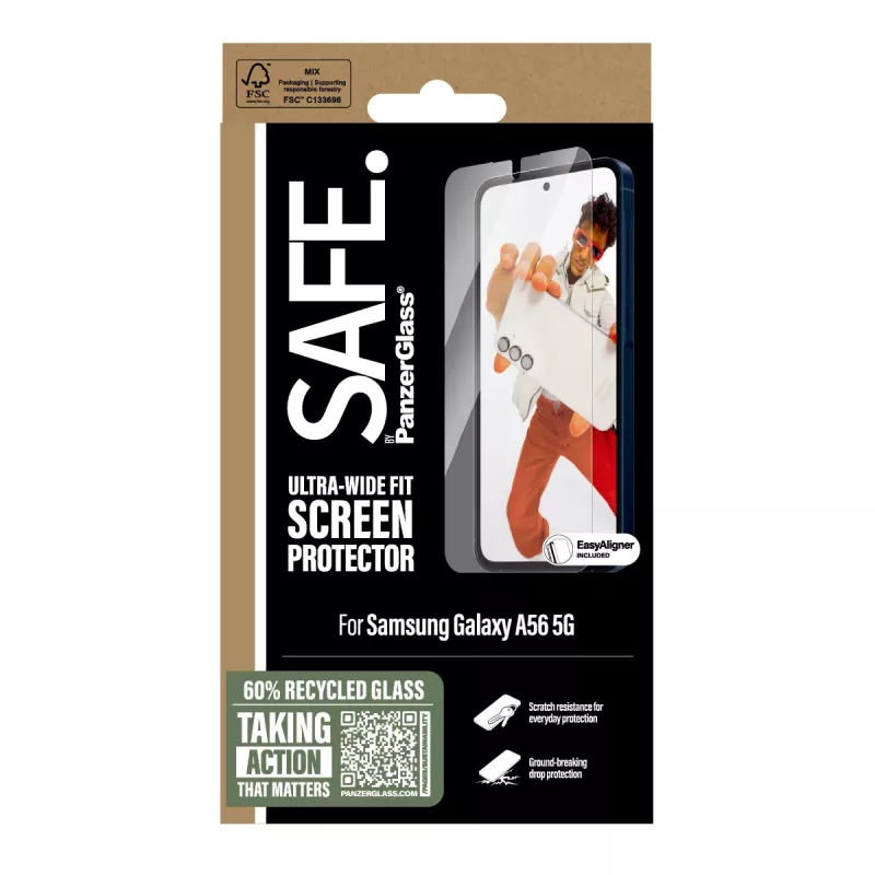PanzerGlass SAFE. by ® Displayschutz Samsung Galaxy A56 5G | Ultra-Wide Fit mit EasyAligner