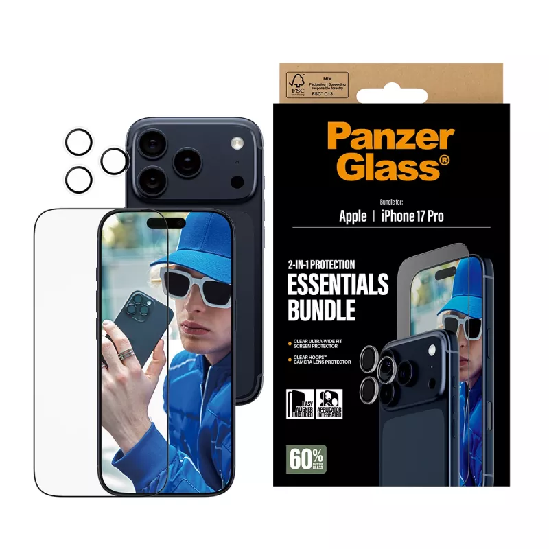 PanzerGlass 2-in-1 Essentials Bundle iPhone 17 Pro Kratz- und stoßfest