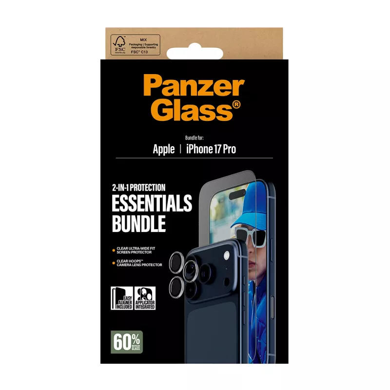 PanzerGlass 2-in-1 Essentials Bundle iPhone 17 Pro Kratz- und stoßfest