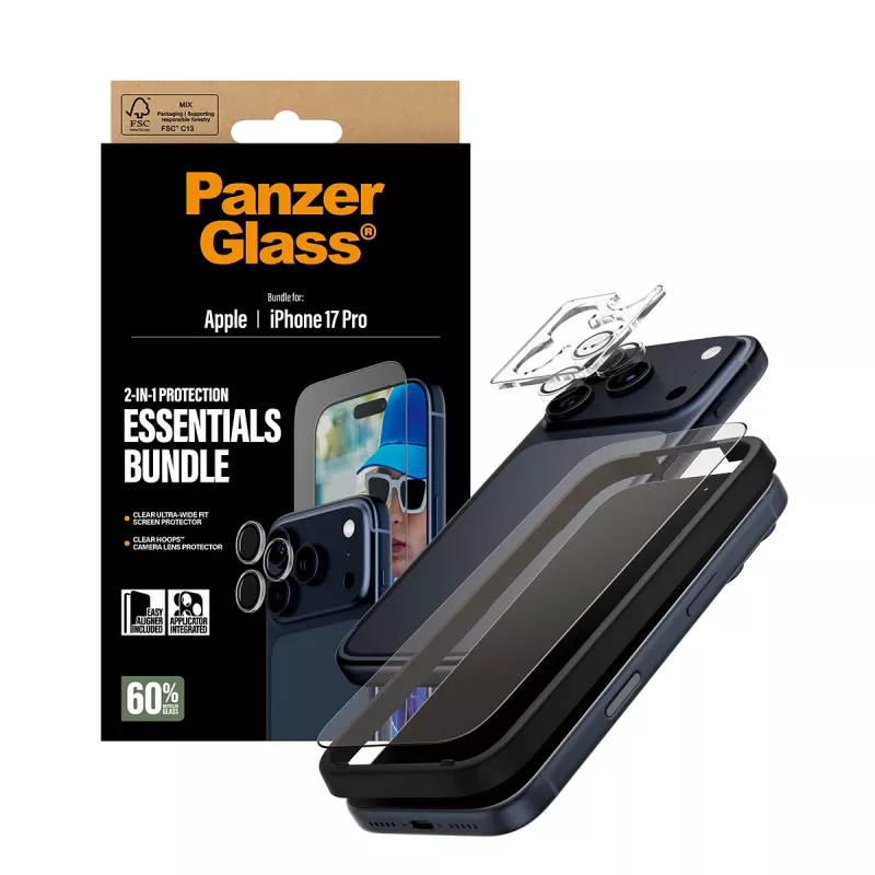PanzerGlass 2-in-1 Essentials Bundle iPhone 17 Pro Kratz- und stoßfest