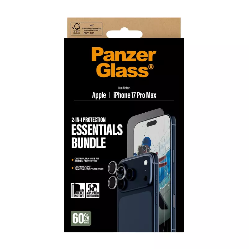 PanzerGlass 2-in-1 Essentials Bundle iPhone 17 Pro Max Kratzfest Stoßfest