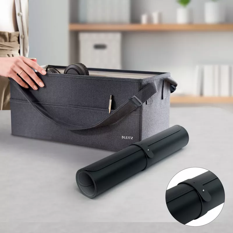 Leitz Große Schreibtischmatte. Produktfarbe: Schwarz, Material: Polyvinylchlorid (PVC). Breite: 400 mm, Tiefe: 800 mm, Höhe: 2 mm