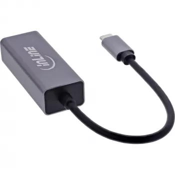 InLine 33380Q RJ-45 Adapter USB Typ-C Stecker 1 Gbit/s Grau