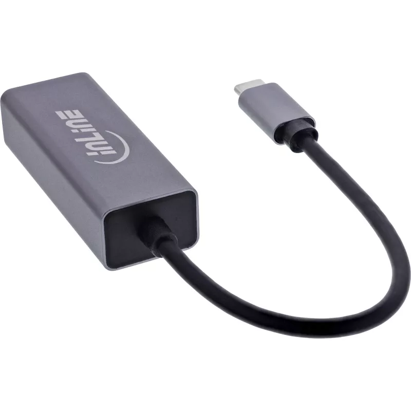 InLine 33380Q RJ-45 Adapter USB Typ-C Stecker 1 Gbit/s Grau