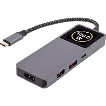 USB-C-Schnittstellen-Hub InLine 35392D USB 3.2 Gen 2 Type-C Host zu HDMI, USB-A, USB-C 10000 Mbit/s Grau