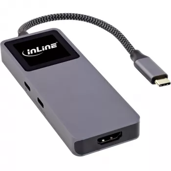 USB-C-Schnittstellen-Hub InLine 35392D USB 3.2 Gen 2 Type-C Host zu HDMI, USB-A, USB-C 10000 Mbit/s Grau
