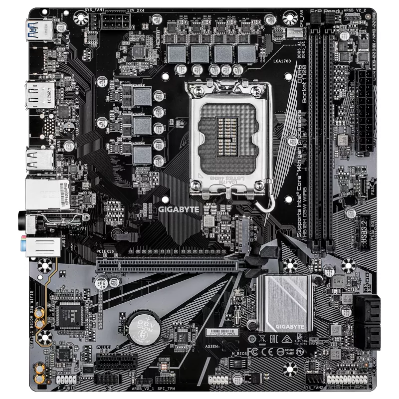 GIGABYTE H610M D3W WIFI6 Mainboard – Unterstützt Intel Core CPUs der 14. Generation, 5+1+1 Phasen VRM, bis zu 5600 MHz DDR4, 1x PCIe 3.0 M.2, Wi-Fi 6, 1GbE LAN, USB 3.2 Gen 1