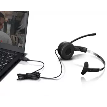 Lenovo 100 Mono Headset Kabelgebunden Head-band Office/Call Center USB Typ-A Schwarz