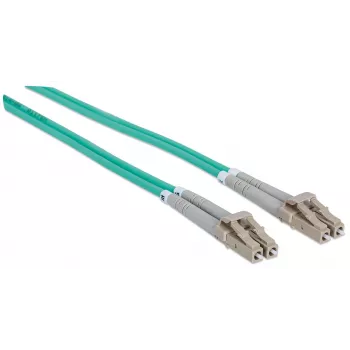 Intellinet Glasfaser-Patchkabel, OM3, LC/LC, 5m, Aqua, Duplex, Multimode, 50/125 µm, LSZH, Faser, Lebenslange Garantie