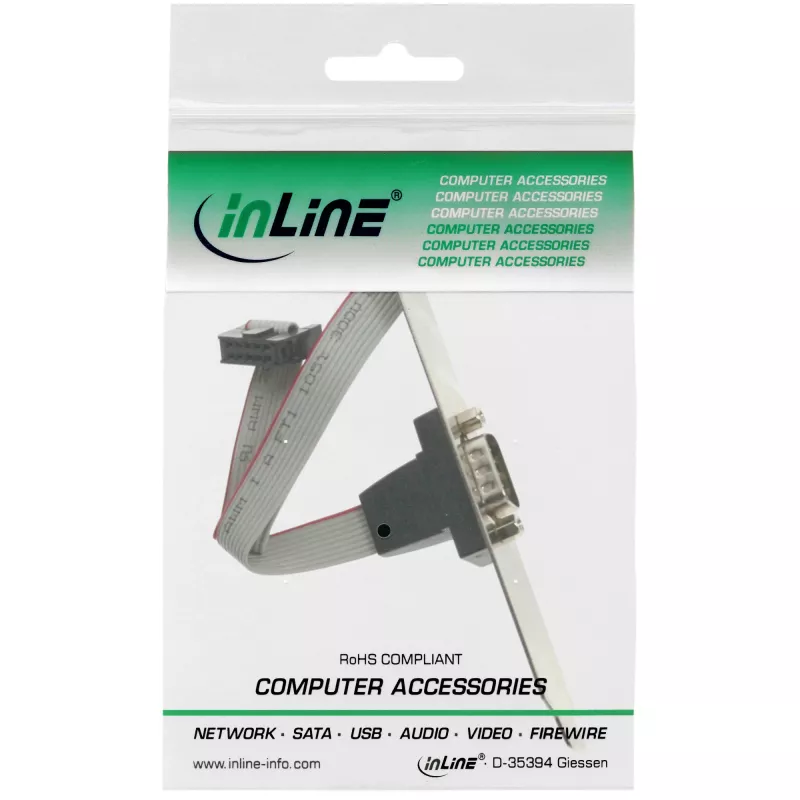 InLine Seriell Slotblende, 9-polig Stecker auf 10-poligen internen Anschluss 1:1, 0,25 m