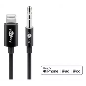 Audio-Verbindungskabel Goobay Apple Lightning auf 3,5 mm 1 m Schwarz