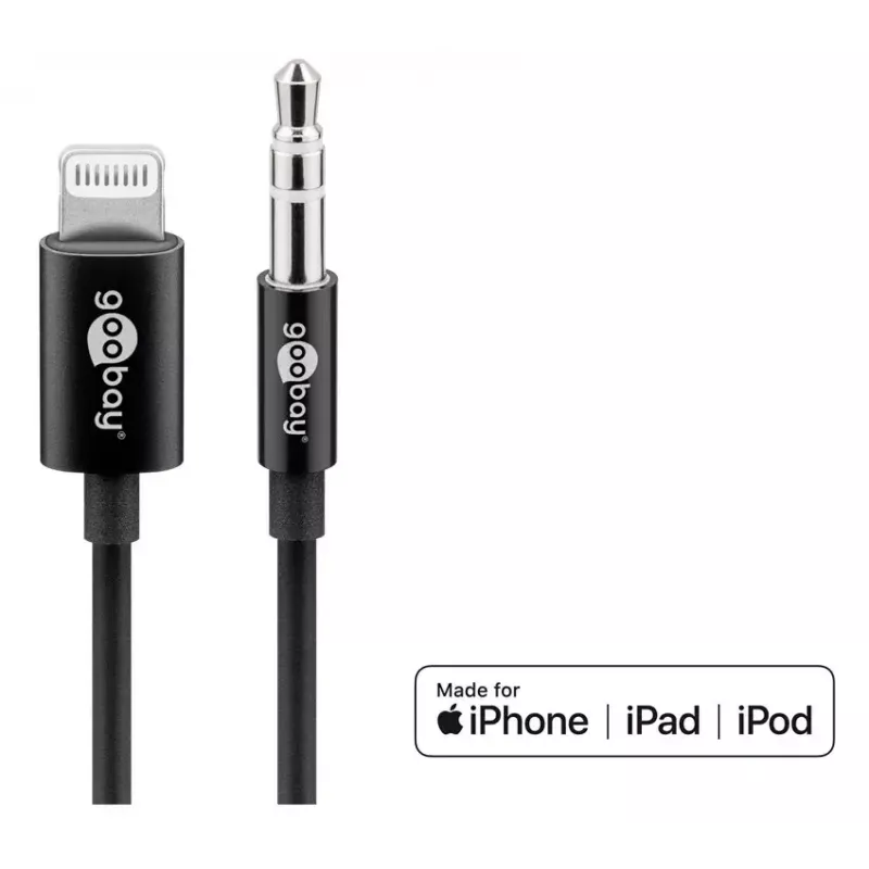 Audio-Verbindungskabel Goobay Apple Lightning auf 3,5 mm 1 m Schwarz