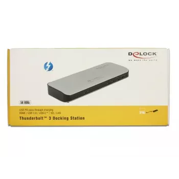 Laptop Dock DeLOCK 87725 Kabelgebunden Thunderbolt 3 Schwarz Silber
