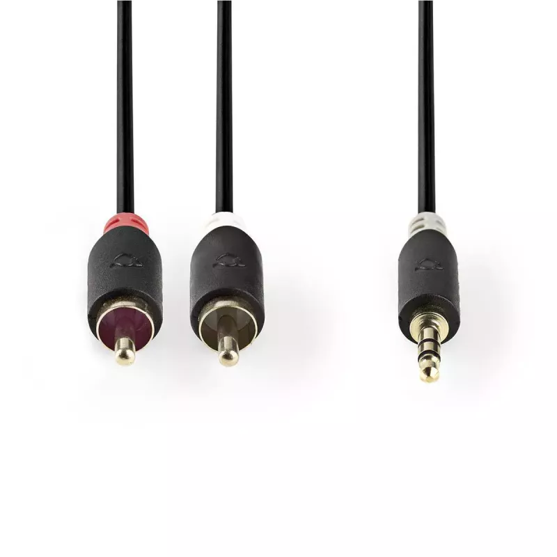 Audiokabel Nedis CABW22200AT10 1m 3,5mm 2xRCA Anthrazit