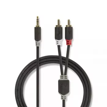 Audiokabel Nedis CABW22200AT10 1m 3,5mm 2xRCA Anthrazit