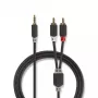 Audiokabel Nedis CABW22200AT10 1m 3,5mm 2xRCA Anthrazit