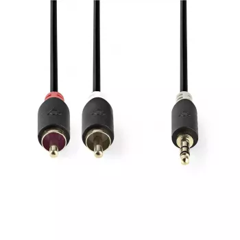 Audiokabel Nedis CABW22200AT20 2 m 3,5 mm 2 x RCA Anthrazit