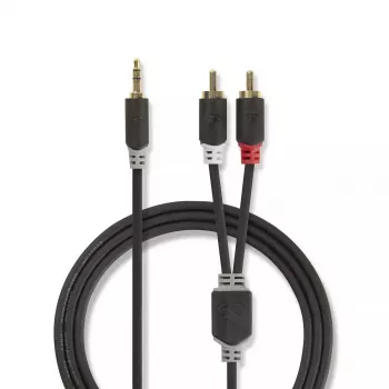 Audiokabel Nedis CABW22200AT20 2 m 3,5 mm 2 x RCA Anthrazit