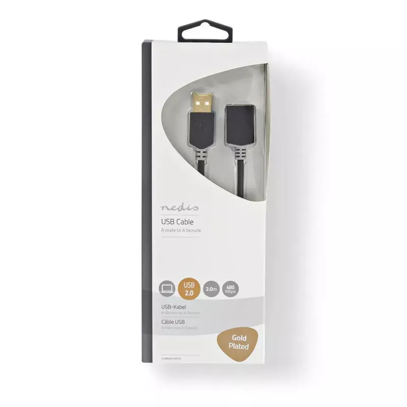 USB-Kabel Nedis CCBW60010AT20 2 m USB 2.0 USB A Anthrazit