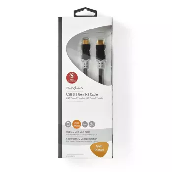 USB-Kabel Nedis CCBW64020AT20 USB4 Gen 2x2 2 m USB C Schwarz Silber