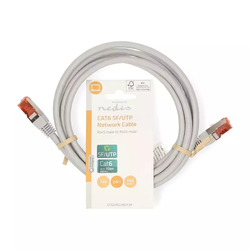 Netzwerkkabel Nedis CCGL85220GY20 RJ-45 Cat6 2 m Grau