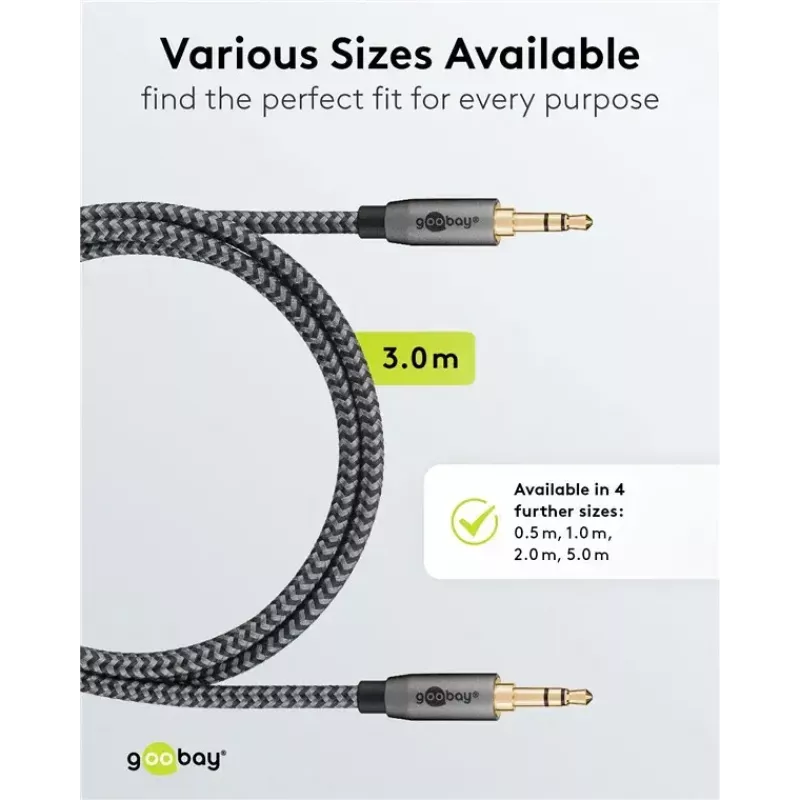 Audiokabel WENTRONIC Goobay 65275 — 3 m, 3,5 mm TRS Stecker–Stecker, vergoldete Kontakte, magnetisch geschirmt