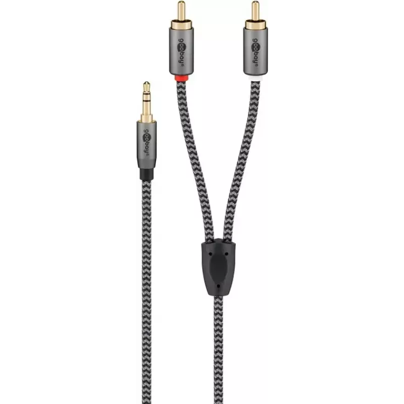 Audiokabel WENTRONIC Goobay 65289 — 3 m, 3,5 mm Stecker auf 2×Cinch Stecker, Kupfer, vergoldete Kontakte