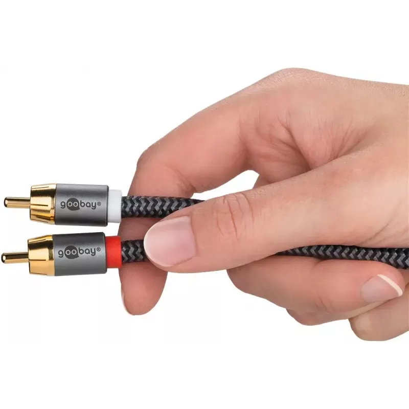 Audiokabel WENTRONIC Goobay 65300 — 2 m, 2×RCA (Stecker) auf RCA (Stecker), Kupfer, vergoldete Kontakte, magnetisch geschirmt