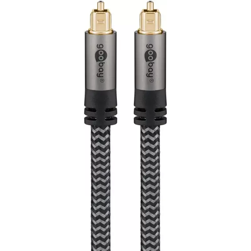 Audiokabel Goobay (WENTRONIC) 65306 — 3 m TOSLINK Stecker-auf-Stecker, Kupfer, vergoldete Kontakte, Schwarz/Silber