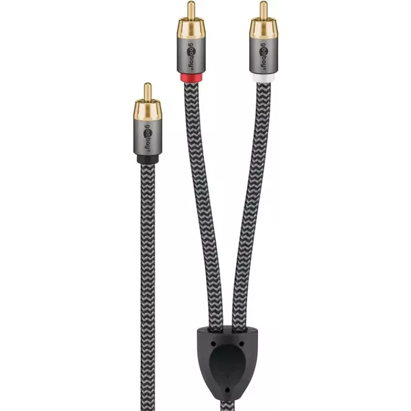 Audiokabel WENTRONIC Goobay 65301 — 3 m, 2×Cinch auf Cinch, Kupferleiter, vergoldete Kontakte, magnetisch abgeschirmt