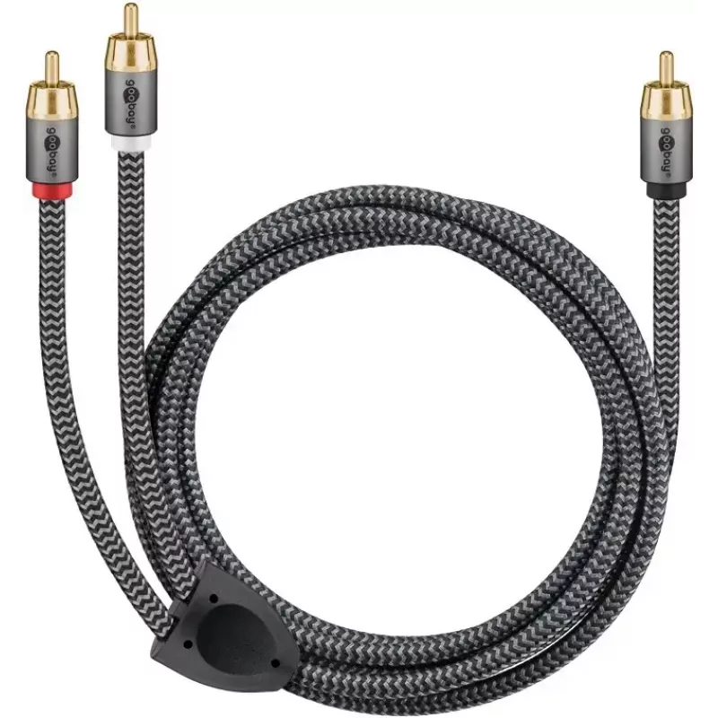RCA-Audiokabel WENTRONIC Goobay 65302 — 2xRCA auf RCA, 5 m, Kupfer, vergoldete Kontakte, magnetisch geschirmt