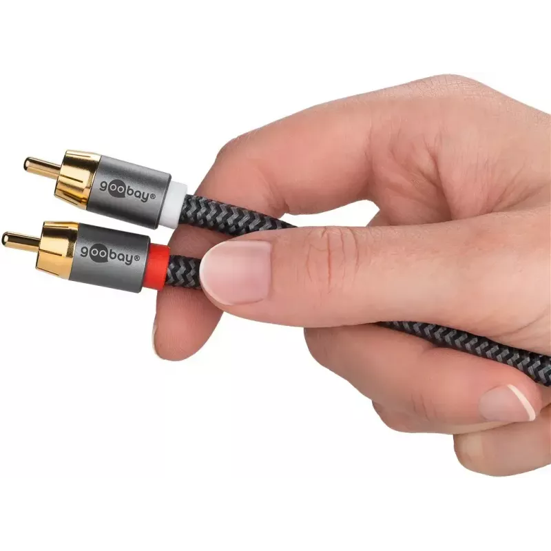 RCA-Audiokabel WENTRONIC Goobay 65302 — 2xRCA auf RCA, 5 m, Kupfer, vergoldete Kontakte, magnetisch geschirmt
