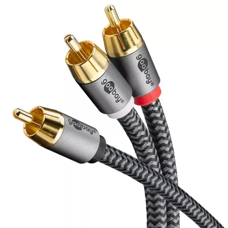RCA-Audiokabel WENTRONIC Goobay 65302 — 2xRCA auf RCA, 5 m, Kupfer, vergoldete Kontakte, magnetisch geschirmt