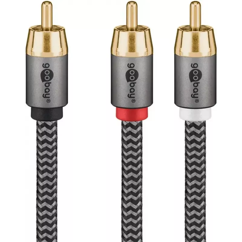 RCA-Audiokabel WENTRONIC Goobay 65302 — 2xRCA auf RCA, 5 m, Kupfer, vergoldete Kontakte, magnetisch geschirmt