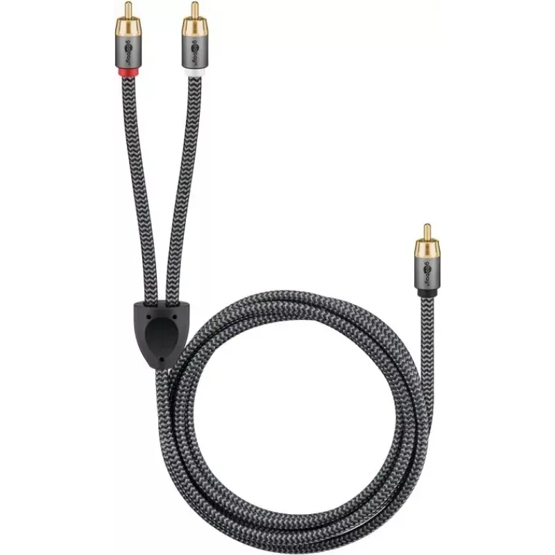 RCA-Audiokabel WENTRONIC Goobay 65302 — 2xRCA auf RCA, 5 m, Kupfer, vergoldete Kontakte, magnetisch geschirmt