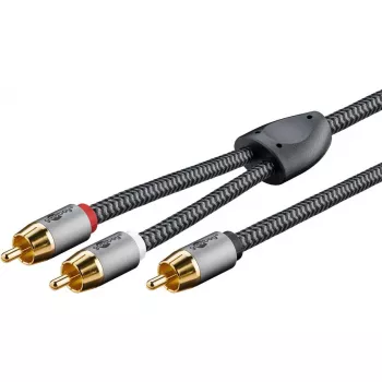 RCA-Audiokabel WENTRONIC Goobay 65302 — 2xRCA auf RCA, 5 m, Kupfer, vergoldete Kontakte, magnetisch geschirmt
